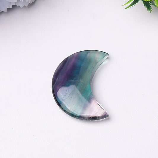 2" Fluorite Moon Crystal Carvings
