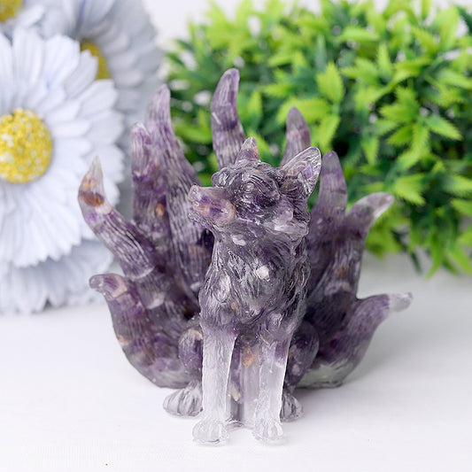 4" Nine-tail Fox Crystal Resin Carvings