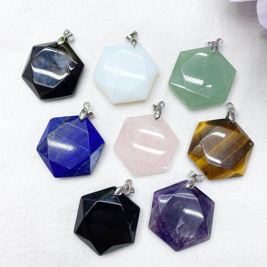 1.1" Mixed Crystal Hexagon Pendant Crystal Healing Bulk Wholesale