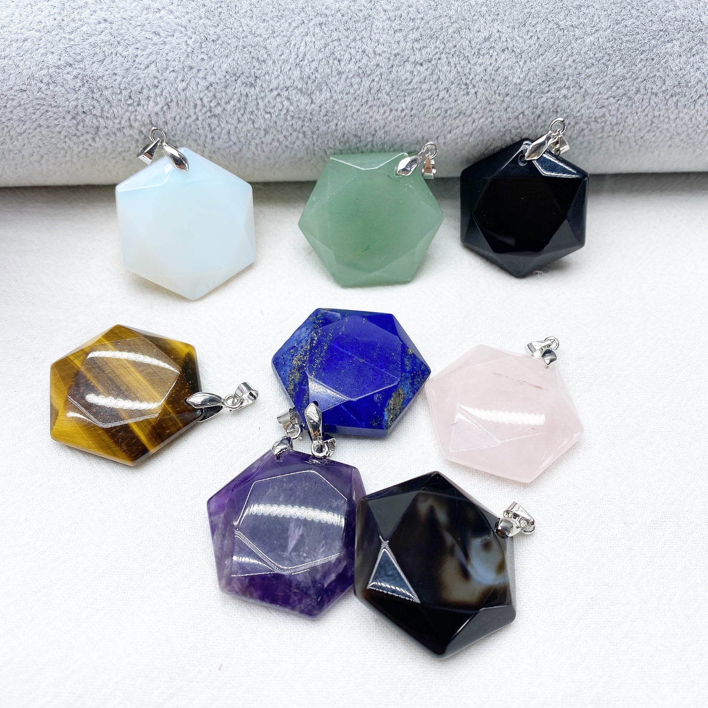 1.1" Mixed Crystal Hexagon Pendant Crystal Healing Bulk Wholesale