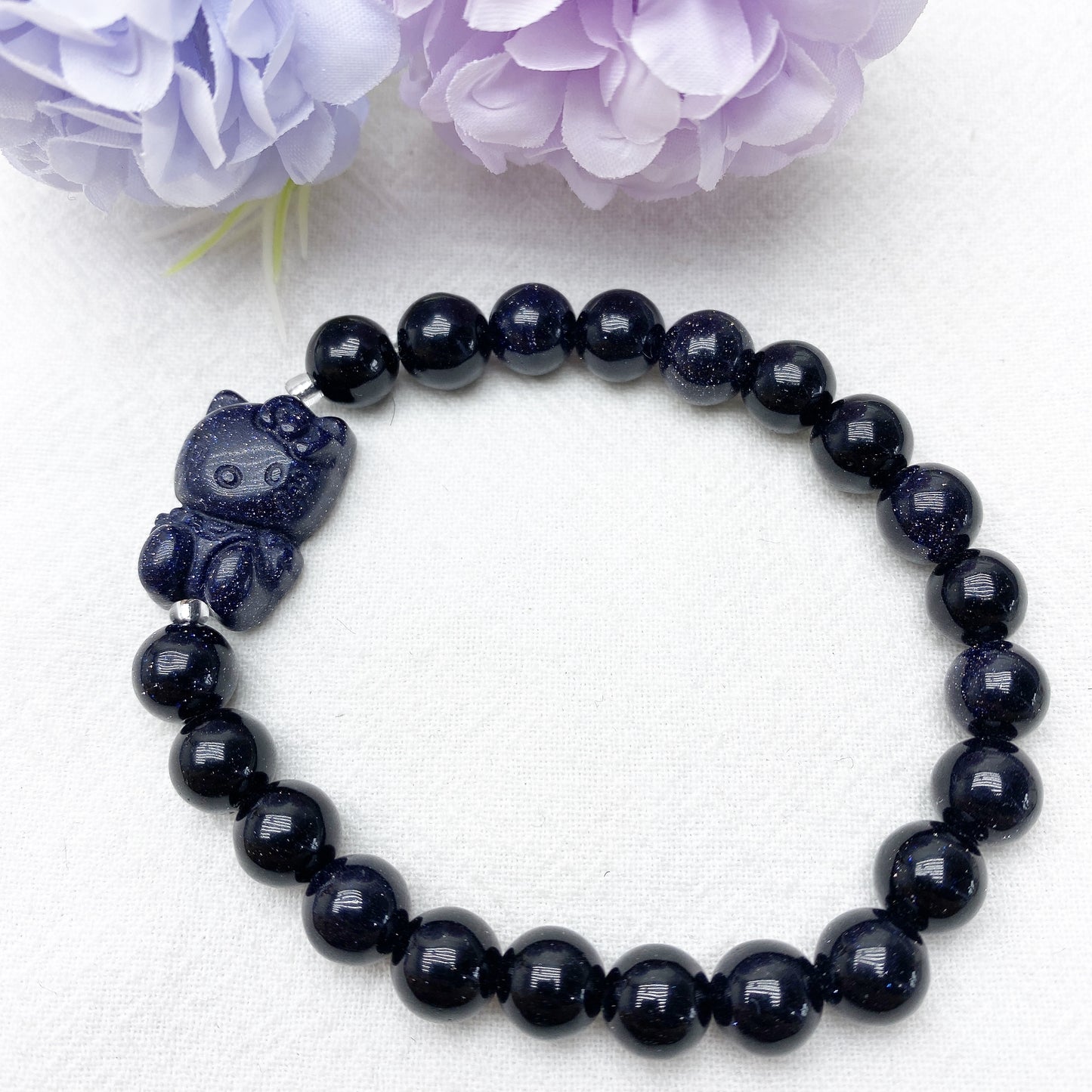 8mm Howlite Blue Sandstone Hello Kitty Bracelet Crystal Healing Bulk Wholesale