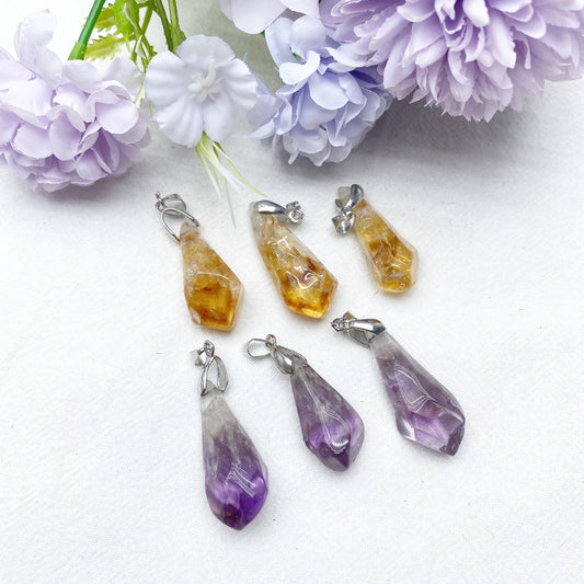 Amethyst Citrine Raw Stone Pendant Crystal Healing Bulk Wholesale