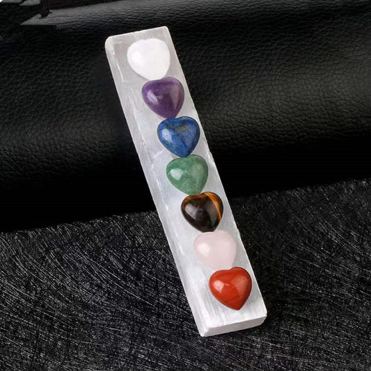 4.3" Selenite Wand with Chakra Heart
