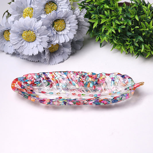 9.5" Feather Shape Plate Crystal Carvings