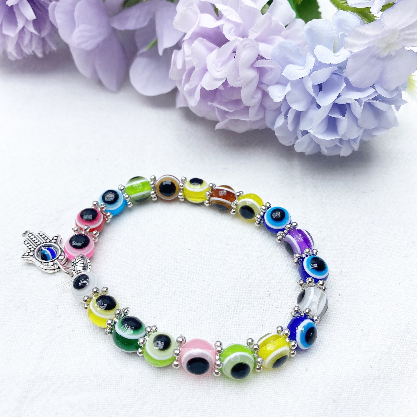8-10mm Colored Crystal Evil Eye Bracelet Crystal Healing Bulk Wholesale