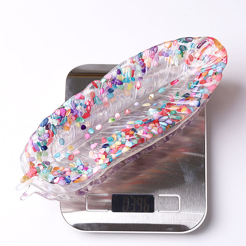 9.5" Feather Shape Plate Crystal Carvings