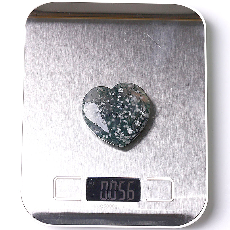 2" Moss Agate Heart Crystal Carvings