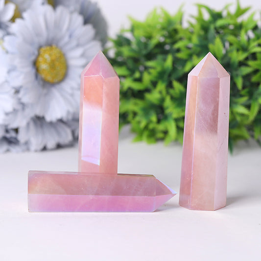 Wholesale Aura Rose Quartz Angel Crystal Points for Collection