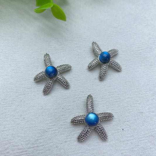 0.8" Sea Star Grey Moon Stone Pendant Crystal Healing Bulk Wholesale