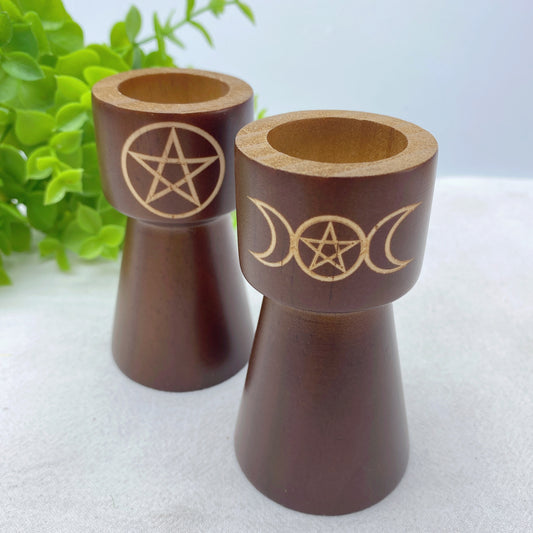 3.5" Wooden Candle Holder Crystal Healing Bulk Wholesale