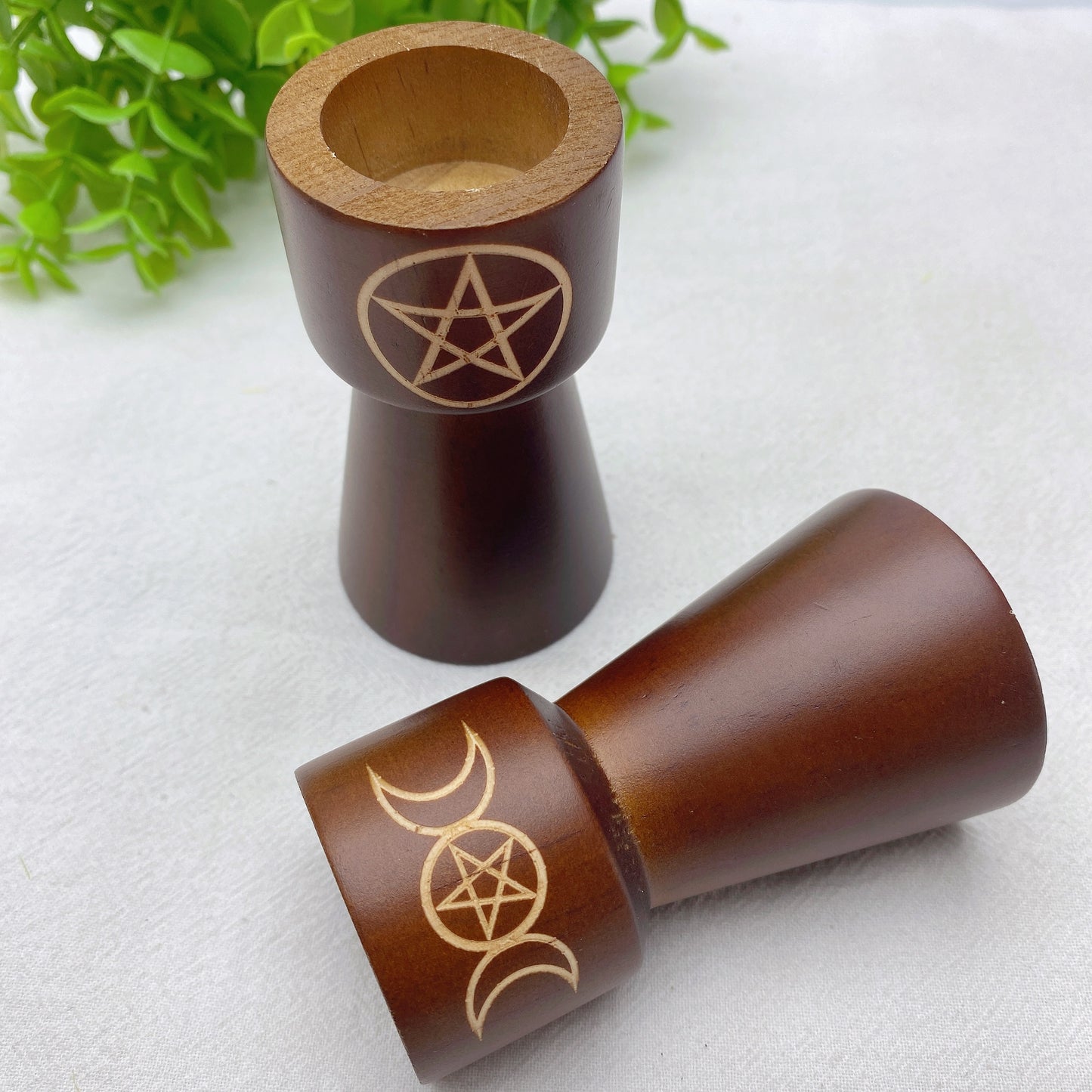 3.5" Wooden Candle Holder Crystal Healing Bulk Wholesale