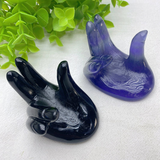 3.0" Fluorite Black Obsidian Hand Carving Crystal Healing Bulk Wholesale