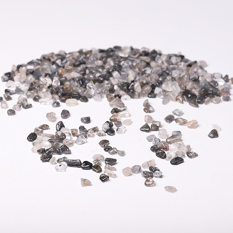 Different Size Natural Blak Tourmaline in Quartz Chips Crystal Chips for Decoration
