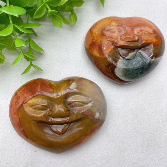 2.8"-3.2" Polychrome Heart Smile Face Crystal Healing Bulk Wholesale