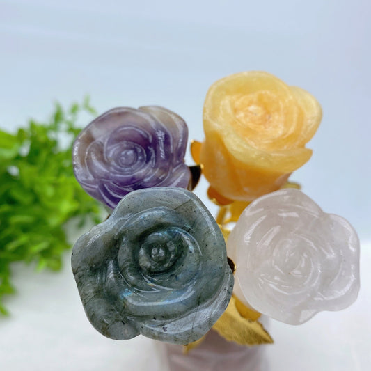9.0" Mixed Crystal Rose Flower Crystal Healing Bulk Wholesale