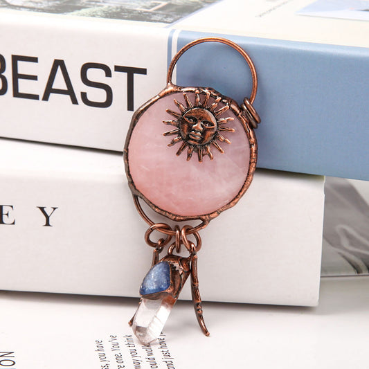 Rose Quartz Clear Quartz Kyanite Pendant