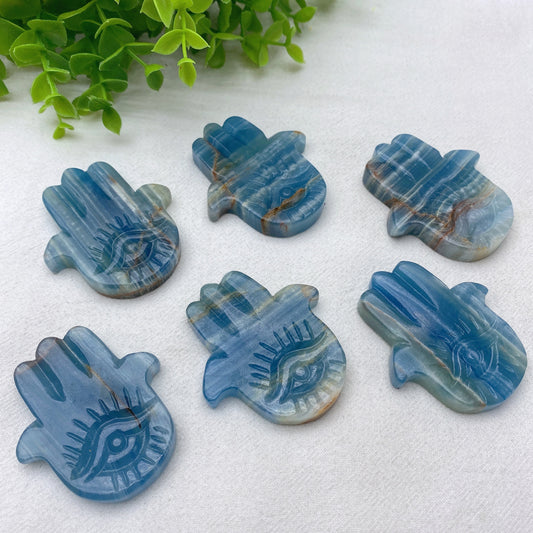 2.3" Blue Onyx Evil Eye Hand Carvings Crystal Healing Bulk Wholesale