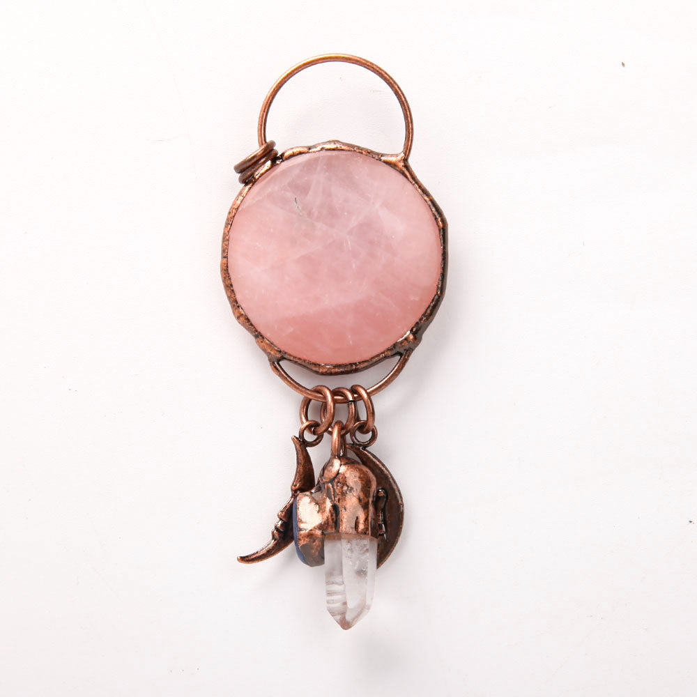 Rose Quartz Clear Quartz Kyanite Pendant