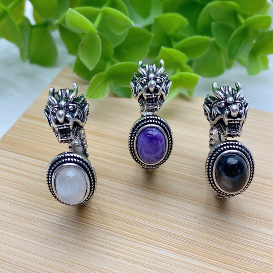 Mixed Crystal Adjustable Dragon Design Ring Crystal Healing Bulk Wholesale