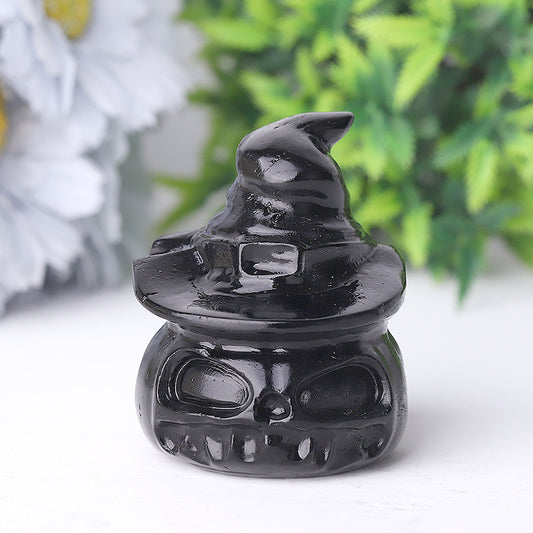 Black Obsidian Pumpkin Crystal Carvings for Halloween