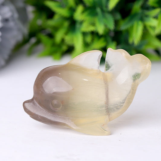 2.5" Fluorite Dolphin Crystal Carvings