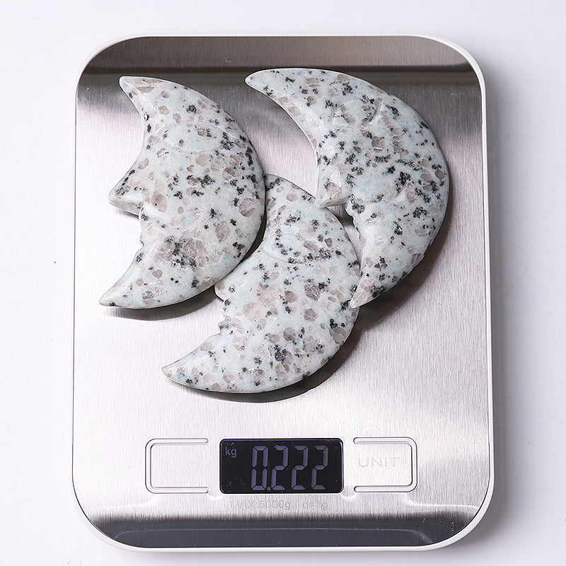 3" Kiwi Jasper Moon Crystal Carvings