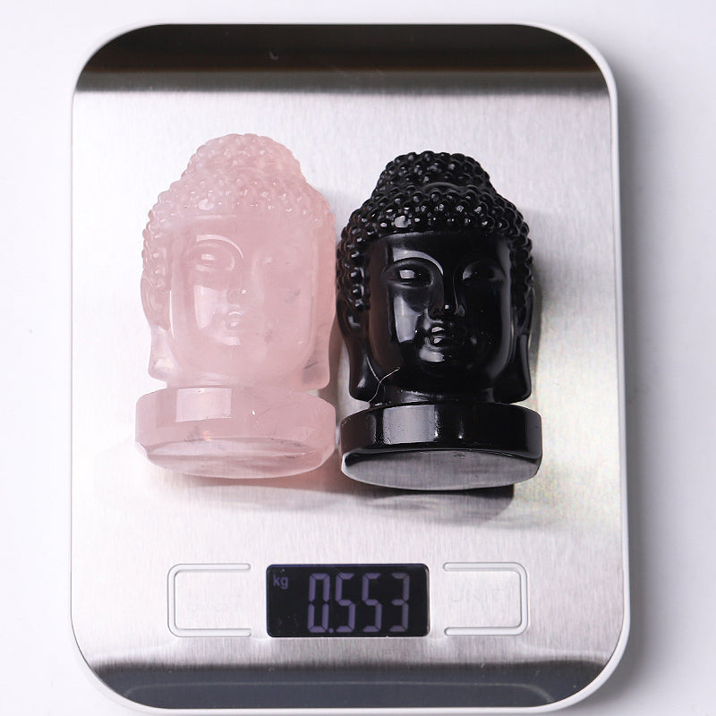 3" Buddha Head Crystal Carvings