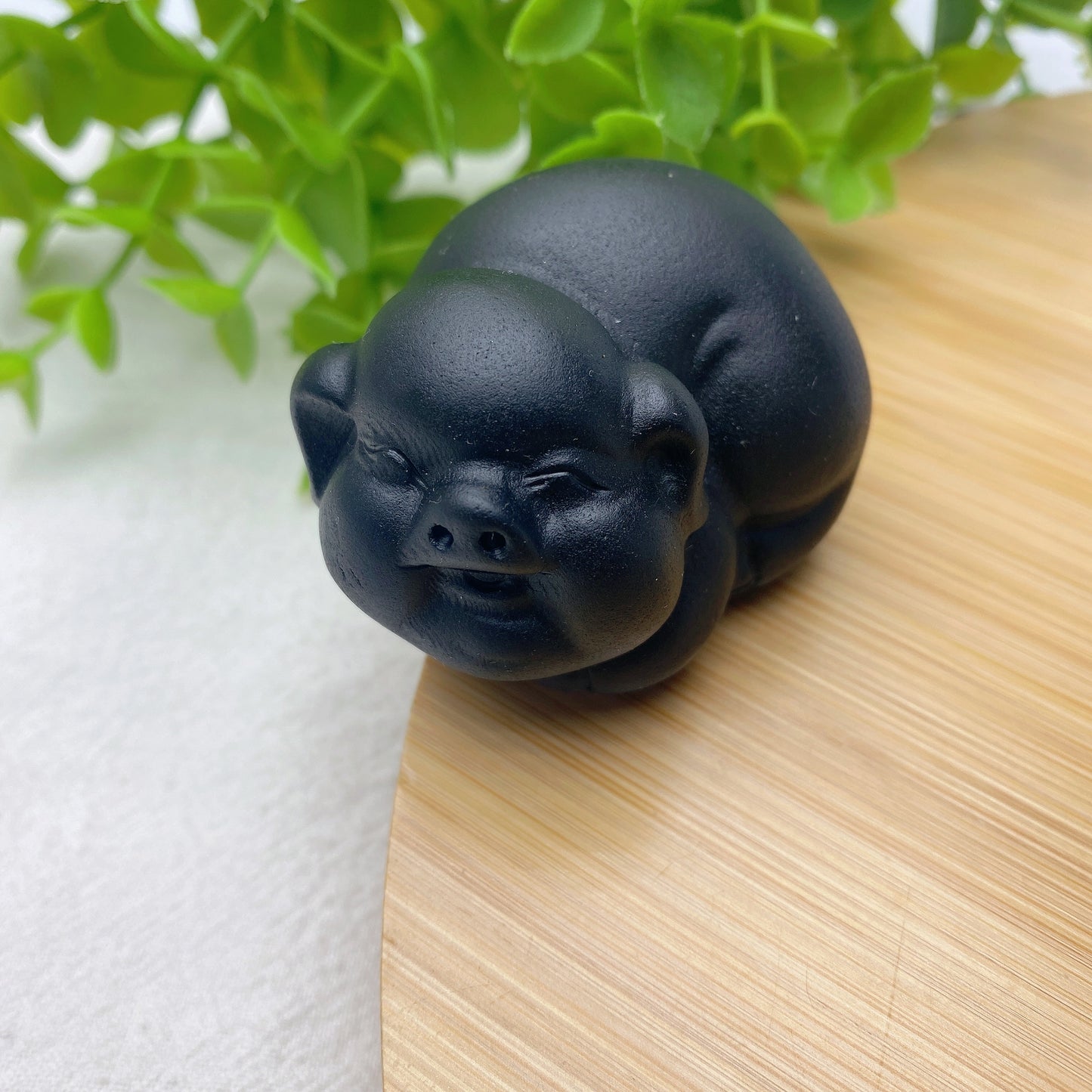 2.1" Black Obsidian Pig Crystal Carvings Crystal Healing Bulk Wholesale
