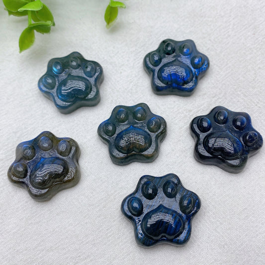 1.2" Blue Flash Labradorite Cat Paw Carvings Crystal Healing Bulk Wholesale