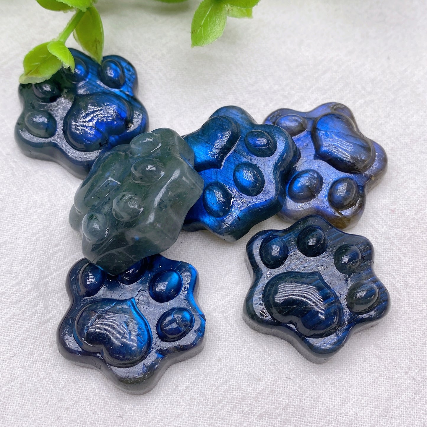 1.2" Blue Flash Labradorite Cat Paw Carvings Crystal Healing Bulk Wholesale