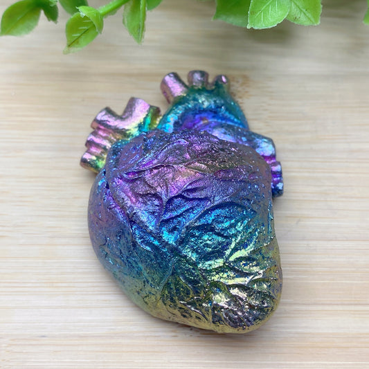 2.5" Aura Bismuth Heart Carvings Crystal Healing Bulk Wholesale