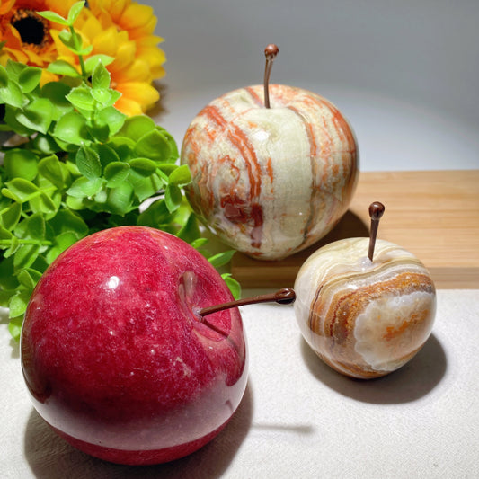 2.0"-2.9" Afghan Jade Red Marble Apple Fruit Carvings Crystal Healing Bulk Wholesale