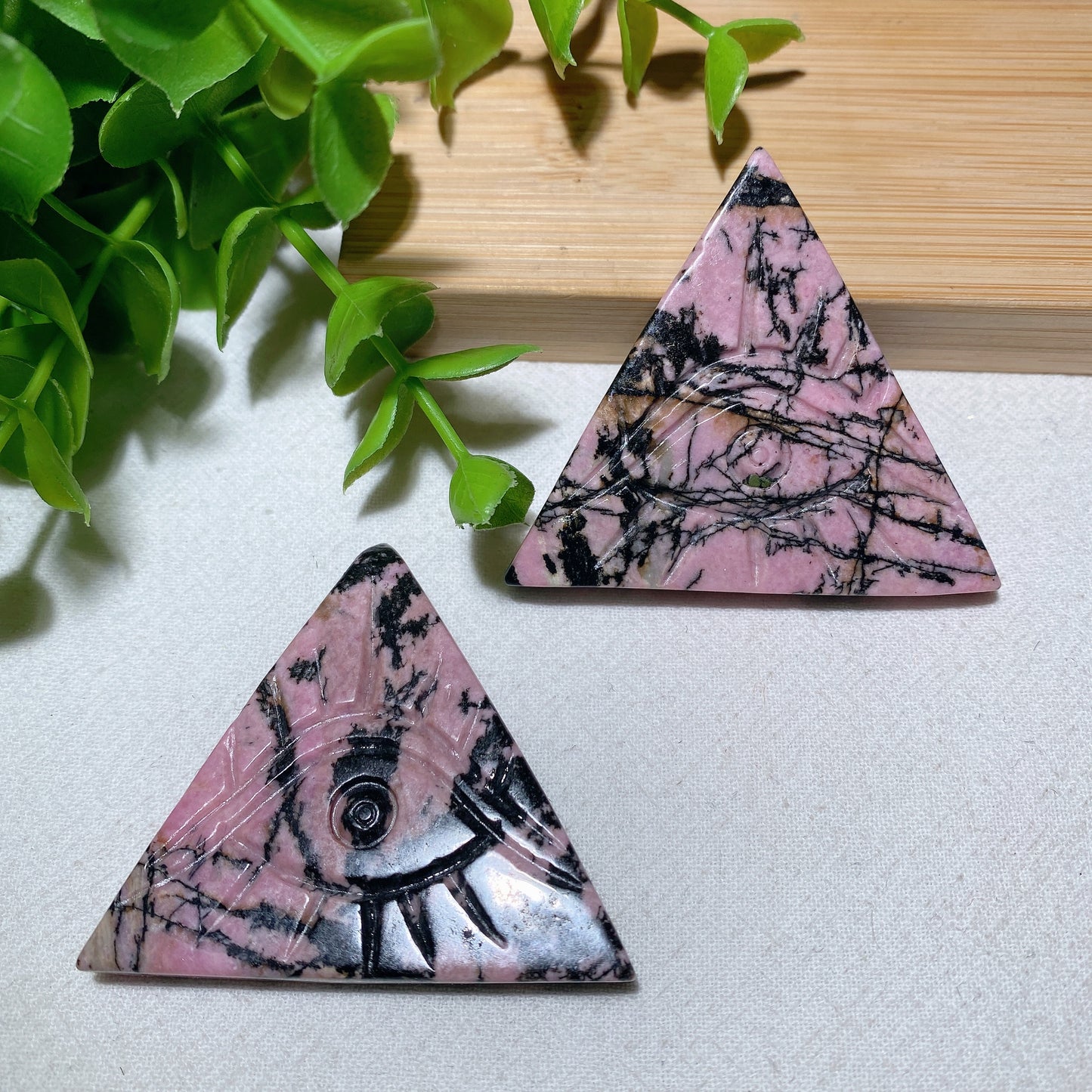 1.85" Rhodonite Evil Eye Carvings Crystal Healing Bulk Wholesale