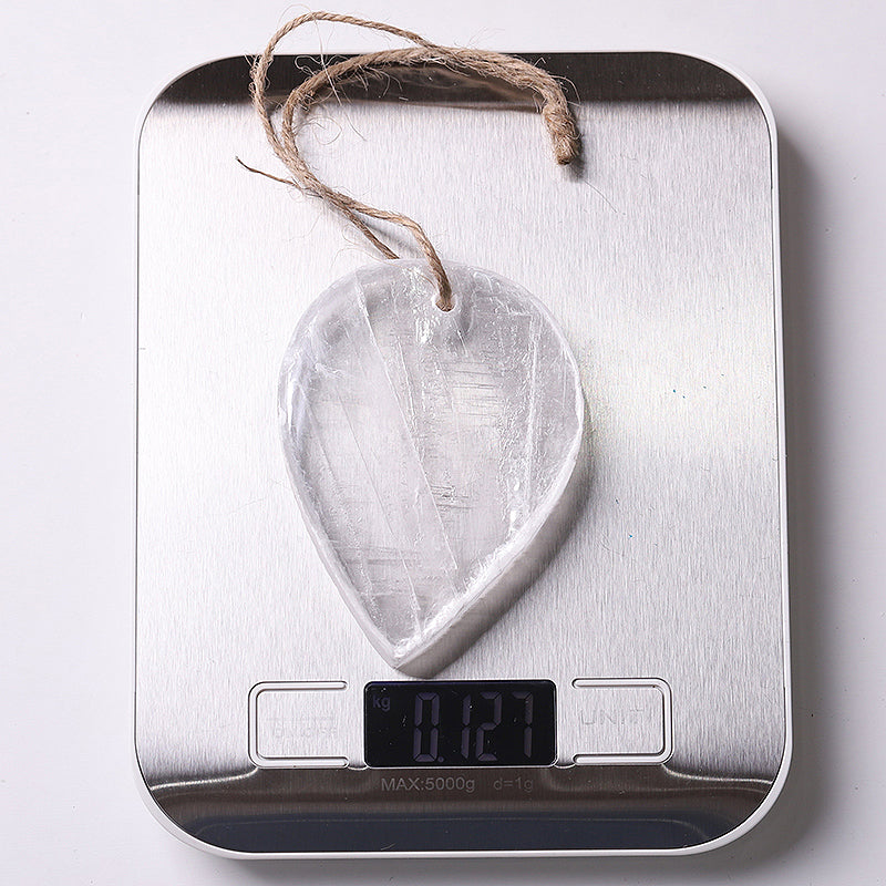 3.3" Clear Selenite Drop Shape with Hanging Rope