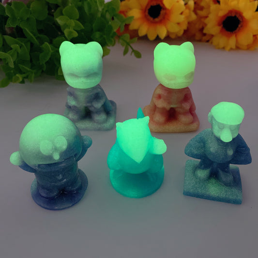 2.0"-2.5" Colorful Luminous Cartoon Character Carvings Crystal Healing Bulk Wholesale