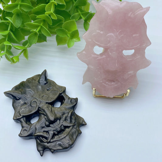 3.1" Golden Obsidian Rose Quartz Mask Crystal Healing Bulk Wholesale