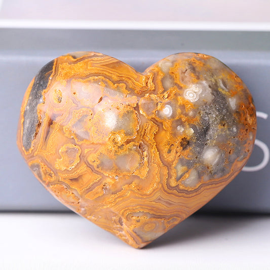 Crazy Agate Heart Shape Crystal Carving