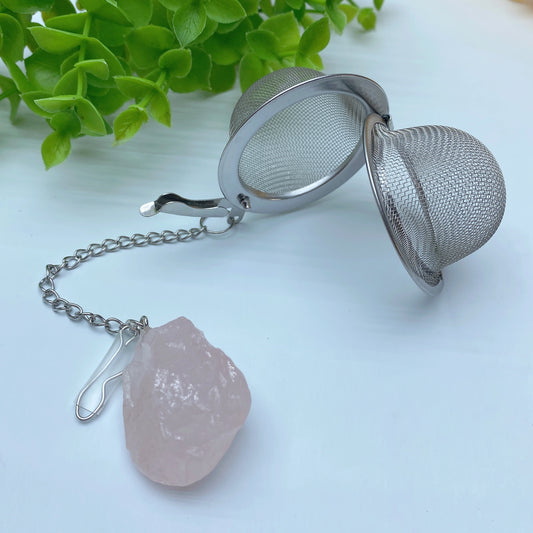 7.0" Tea-strainer with Crystal Raw Stone Decor Crystal Healing Bulk Wholesale