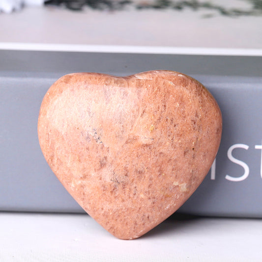 Peach Moonstone Heart Shape Crystal Carvings