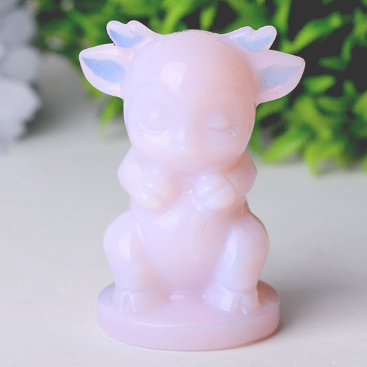 2.5" Pink Opalite Crystal Carvings