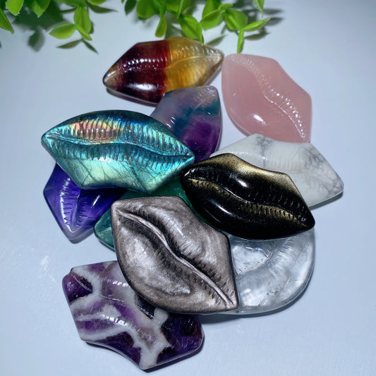 2.0" Mixed Crystal Lips Carving Crystal Healing Bulk Wholesale