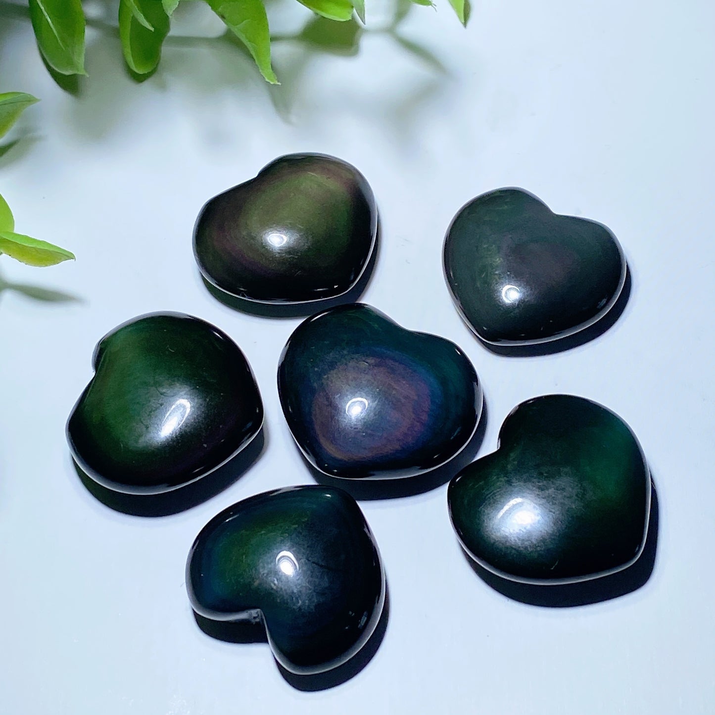 1.0" Rainbow Obsidian Heart Crystal Healing Bulk Wholesale