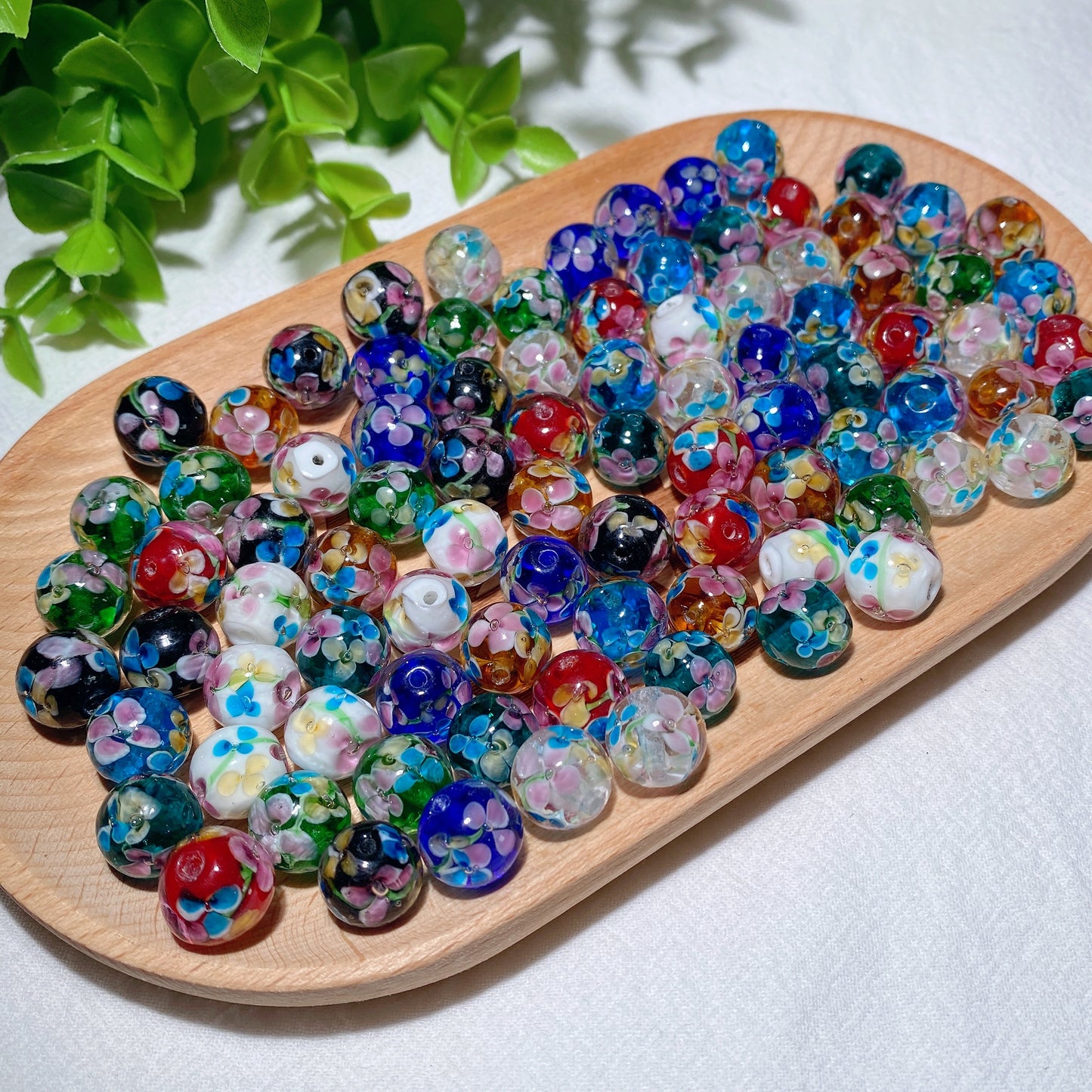 2pcs Drilled 12mm Colorful Glass Flower Beads Crystal Healing Bulk Wholesale