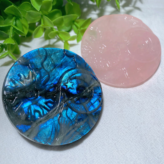 2.5" Tai Chi Sun Moon Round Slab Crystal Healing Bulk Wholesale