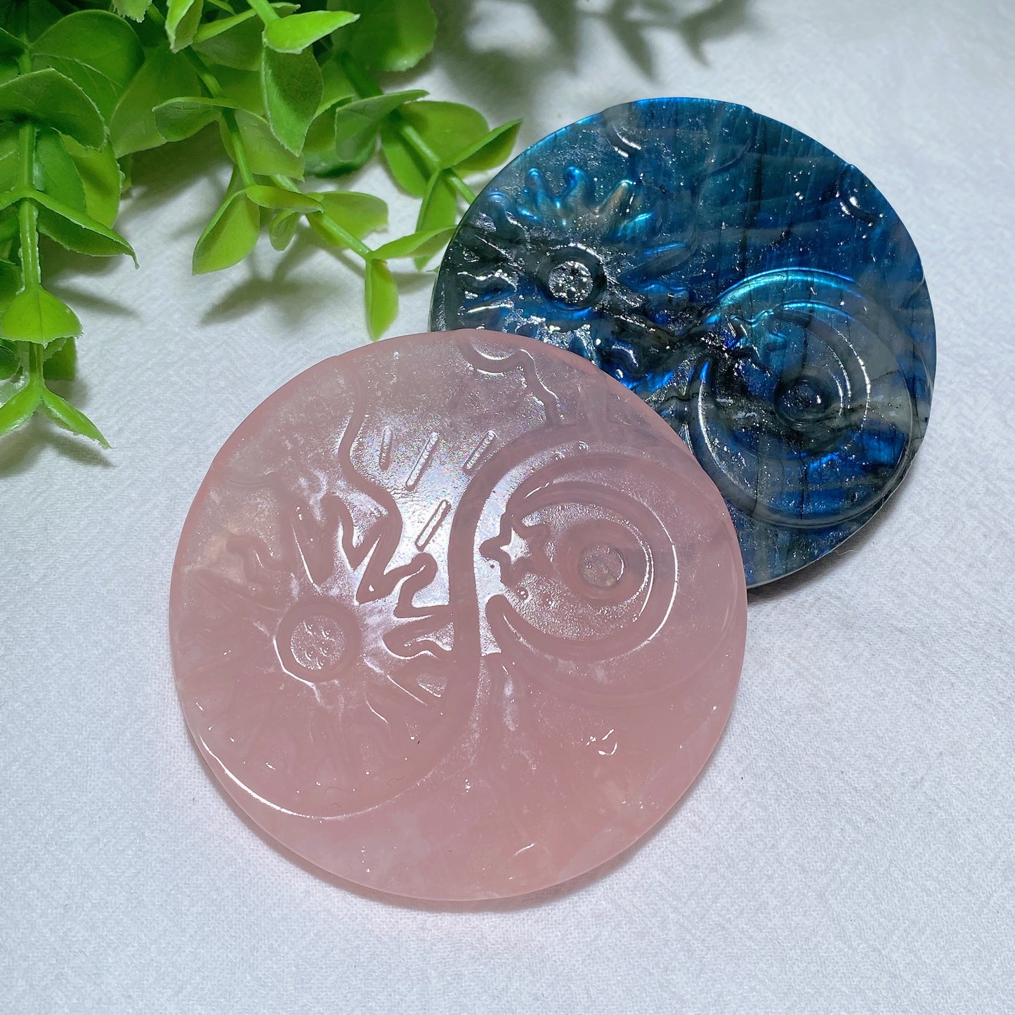 2.5" Tai Chi Sun Moon Round Slab Crystal Healing Bulk Wholesale