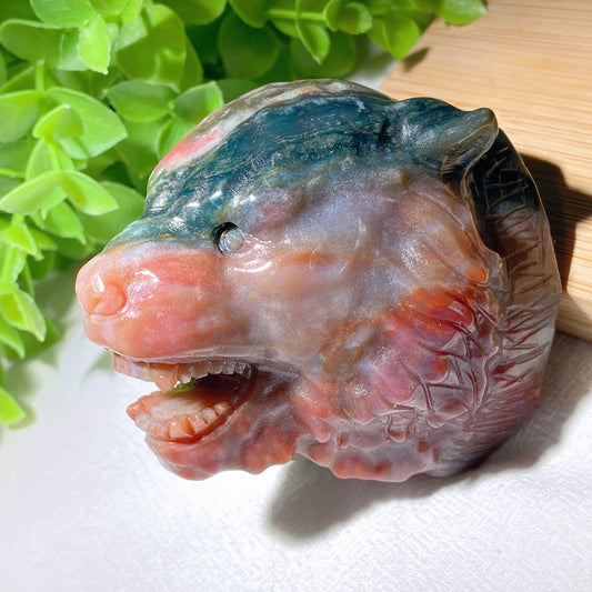 2.4" Ocean Jasper Tiger Head Carving Crystal Healing Bulk Wholesale