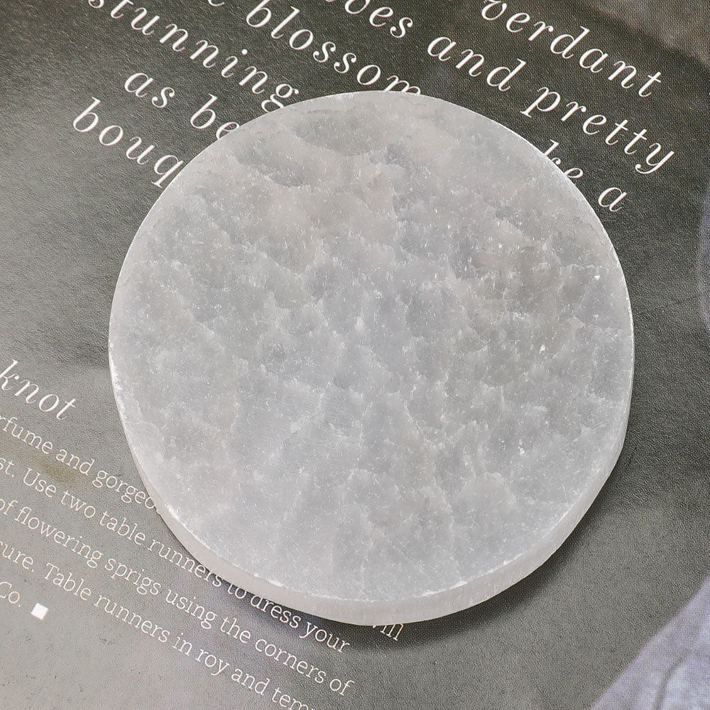 2.5" Selenite Round Plate Selenite Crystal Charging Plate