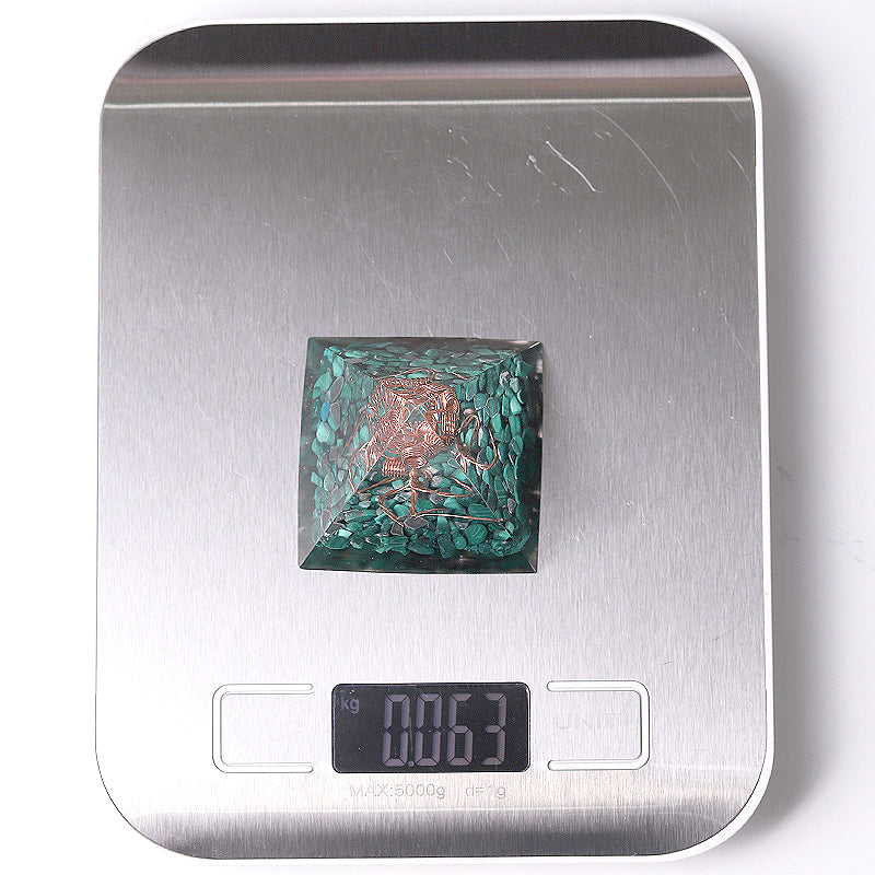 Natural Malachite Resin Tree Pyramid