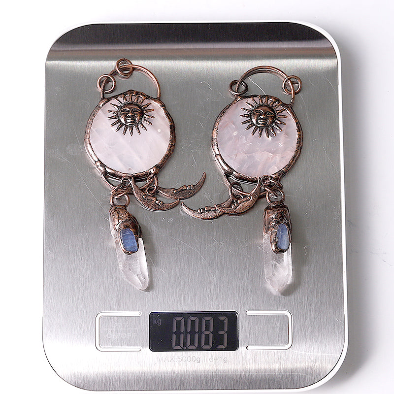 Rose Quartz with Clear Quartz Kyanite Pendant for Jewelry DIY