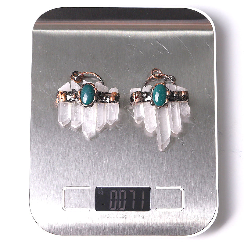 Clear Quartz with Green Jade Pendant for Jewelry DIY